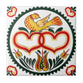 zweedse tegels - rode vogel tegeltje (Voorkant)