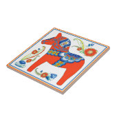 zweedse tegels - rood paard tegeltje (Zijkant)