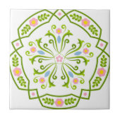 zweedse tegels verse groene bloemen tegeltje (Voorkant)