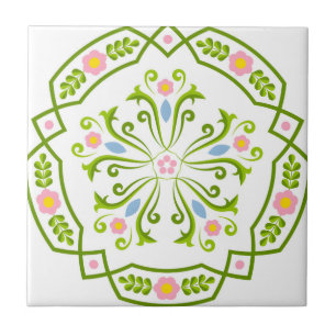 zweedse tegels verse groene bloemen tegeltje