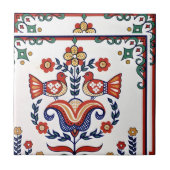 zweedse tegels -  vogelpatroon tegeltje (Voorkant)