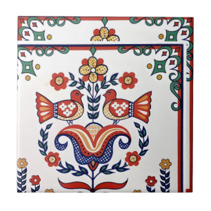 zweedse tegels -  vogelpatroon tegeltje