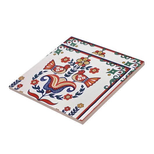 zweedse tegels -  vogelpatroon tegeltje (Zijkant)