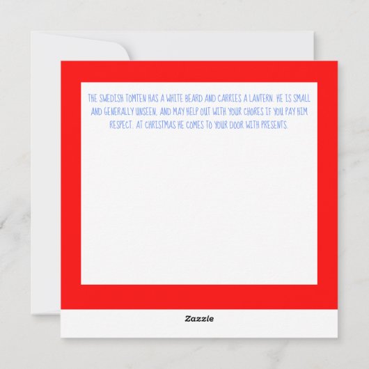 Zweedse Tomten Feestdagenkaart (Achterkant)