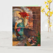 Zweedse Tomten of Elf Peperkoek Bakker Kerstmis Kaart (Gele Bloem)