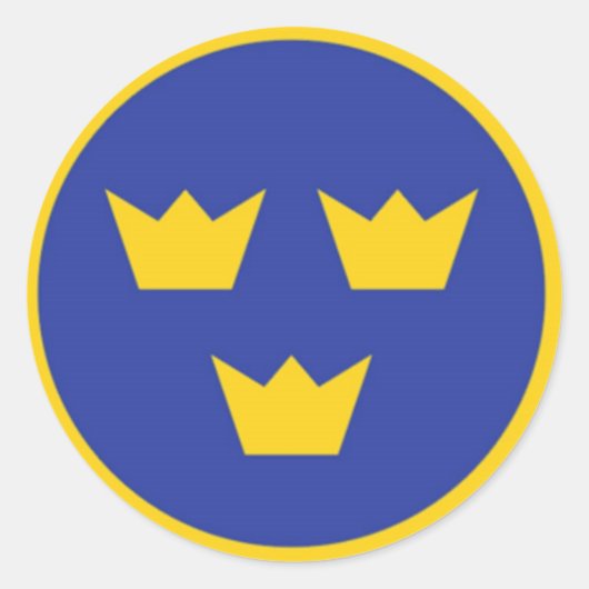 Zweedse Tre Kroner Ronde Sticker (Voorkant)