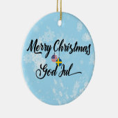 Zweedse Vakantiedagen, God jul Keramisch Ornament (Rechts)