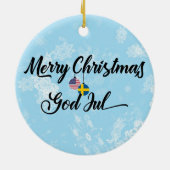 Zweedse Vakantiedagen, God jul Keramisch Ornament (Achterkant)