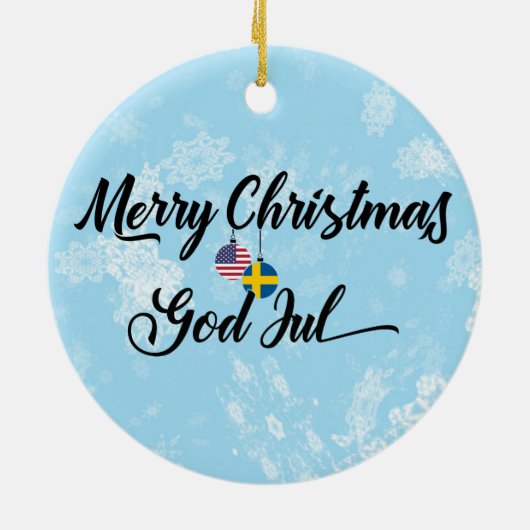 Zweedse Vakantiedagen, God jul Keramisch Ornament (Achterkant)