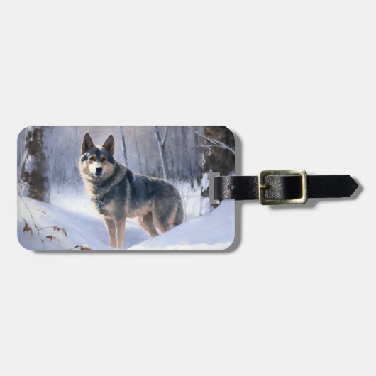 Zweedse Vallhund Laat het Sneeuwen Kerstmis Bagagelabel (Voorkant horizontaal)