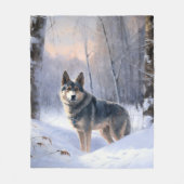 Zweedse Vallhund Laat het Sneeuwen Kerstmis Fleece Deken (Voorkant)