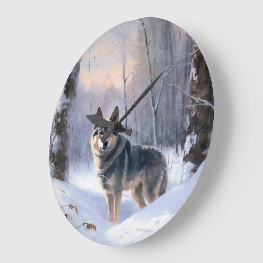 Zweedse Vallhund Laat het Sneeuwen Kerstmis Grote Klok (Hoek)