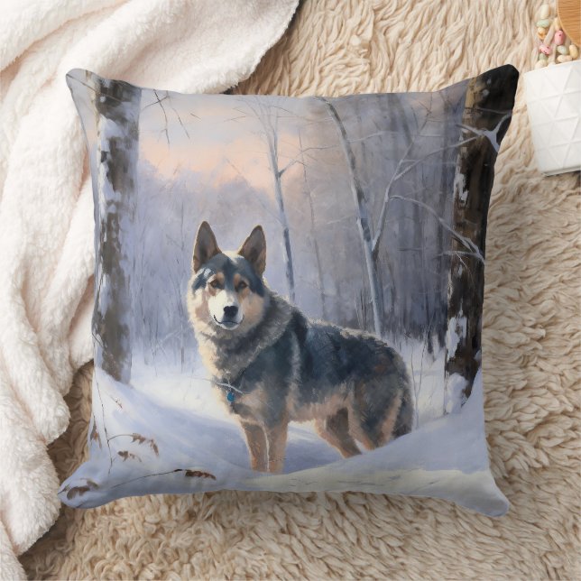 Zweedse Vallhund Laat het Sneeuwen Kerstmis  Kussen (Deken)