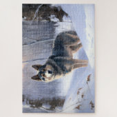Zweedse Vallhund Laat het Sneeuwen Kerstmis Legpuzzel (Verticaal)