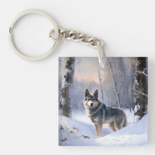 Zweedse Vallhund Laat het Sneeuwen Kerstmis Sleutelhanger (Voorkant)