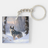 Zweedse Vallhund Laat het Sneeuwen Kerstmis Sleutelhanger (Achterkant)