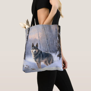 Zweedse Vallhund Laat het Sneeuwen Kerstmis Tote Bag
