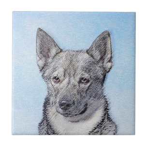 Zweedse Vallhund Schilderij - Mooie Originele Hond Tegeltje