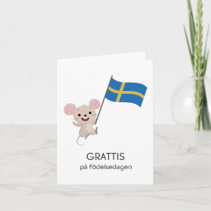 Zweedse verjaardagskaart – Grattis på födelsedagen Kaart