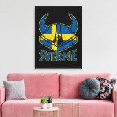 Zweedse Viking Helm Gift Zweedse vlag Viking Canvas Afdruk (Insitu (Woonkamer))