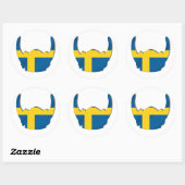 Zweedse Vikinghelmvlag van Zweden Ronde Sticker (Vel)