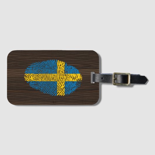 Zweedse vingerafdrukvlag bagagelabel (Voorkant (horizontaal))