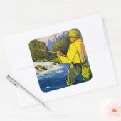 Zweedse vissers vierkante sticker (Envelop)