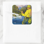 Zweedse vissers vierkante sticker (Tas)