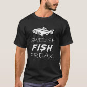 Zweedse vissfreak in het wild t-shirt (Voorkant)