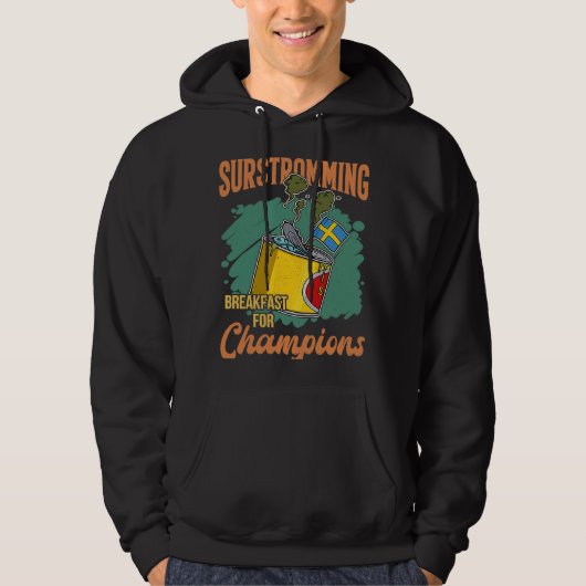 Zweedse visspecialiteit Surstromming puke fi Hoodie (Voorkant)