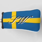Zweedse vlag aangepaste naam golf head putter hoes golfheadcover (Voorkant)