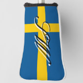 Zweedse vlag aangepaste naam golf head putter hoes golfheadcover (Draai 90)
