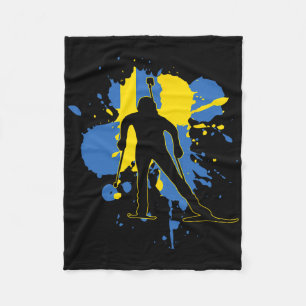 Zweedse vlag Biathlonist - Zweeds Biathlon Fleece Deken