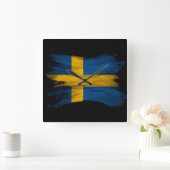 Zweedse vlag borstelslag, nationale vlag vierkante klok (Huis)