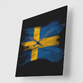 Zweedse vlag borstelslag, nationale vlag vierkante klok (Hoek)