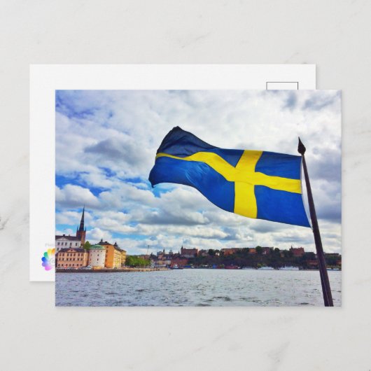 Zweedse vlag briefkaart (Voorkant / Achterkant)