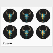 Zweedse vlag Bull Skull op zwart Ronde Sticker (Vel)