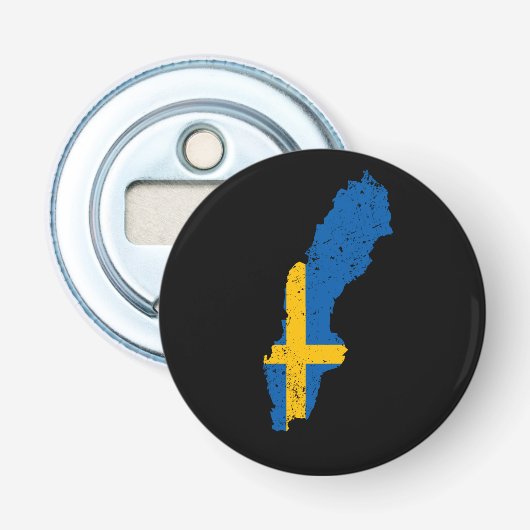 Zweedse vlag button flesopener (Voorkant)