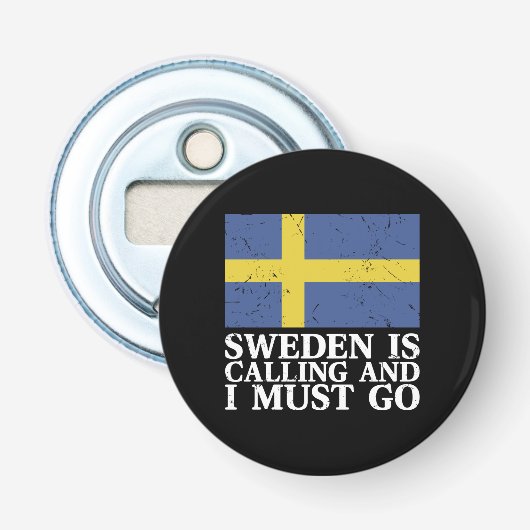 Zweedse vlag button flesopener (Voorkant)