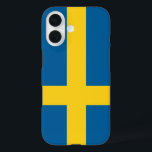zweedse vlag iPhone 16 hoesje<br><div class="desc">Vlag van Zweden. De vlag van Zweden is een Scandinavisch kruis dat zich uitstrekt tot de randen van de vlag. Dit Scandinavische kruis vertegenwoordigt het christendom. Het ontwerp en de kleuren van de Zweedse vlag worden geacht te zijn geïnspireerd door het cadeau wapenschild van Zweden uit 1442, dat blauw is...</div>