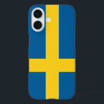 zweedse vlag iPhone 16 hoesje<br><div class="desc">Vlag van Zweden. De vlag van Zweden is een Scandinavisch kruis dat zich uitstrekt tot de randen van de vlag. Dit Scandinavische kruis vertegenwoordigt het christendom. Het ontwerp en de kleuren van de Zweedse vlag worden geacht te zijn geïnspireerd door het cadeau wapenschild van Zweden uit 1442, dat blauw is...</div>