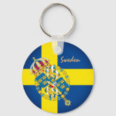 Zweedse vlag, embleem en Zweedse vakantiekust Sleutelhanger (Voorkant)