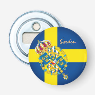 Zweedse vlag, Emblem en Zweedse partij drink/sport Button Flesopener
