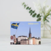 Zweedse vlag en Riddarholm Kerk, Stockholm Briefkaart (Staand voorkant)