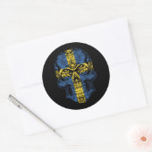 Zweedse vlag en Rozen Ronde Sticker (Envelop)
