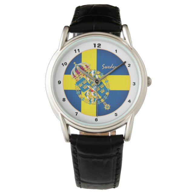 Zweedse vlag en Zweedse trendy mode /design Watch Horloge (Voorkant)