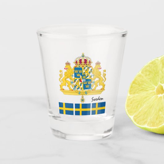 Zweedse vlag en Zweedse vaderland Shot Glas (Voorkant)
