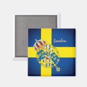Zweedse vlag en Zweedse vakantie, reizen/sport Magneet (Voorkant / Achterkant)