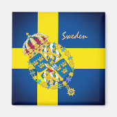 Zweedse vlag en Zweedse vakantie, reizen/sport Magneet (Voorkant)