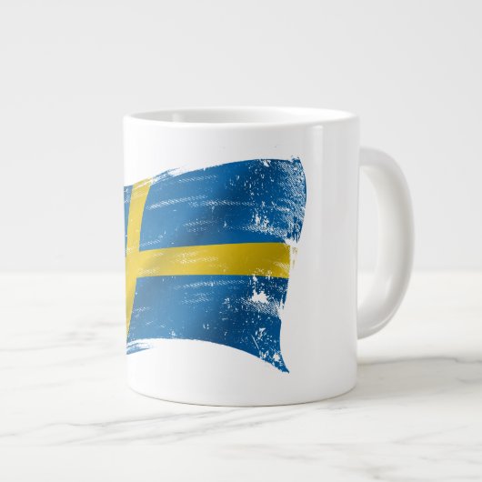 Zweedse vlag gekleurd grote koffiekop (Voorkant rechts)